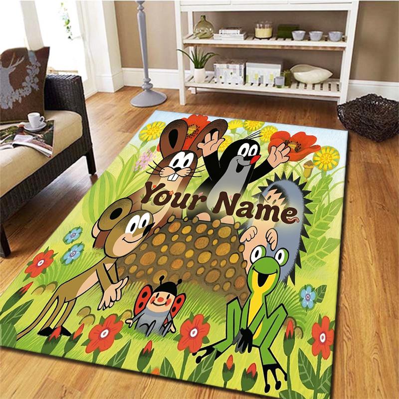 Animal Friends Garden Custom Name Carpet Rug For Living Room Bedroom Home Sofa Decoration Kids Play Nonslip Floor Mat