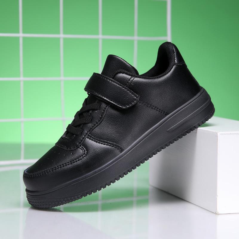 Children's Breathable White Waterproof Velcro Leather Sports Shoes for Boys & Girls