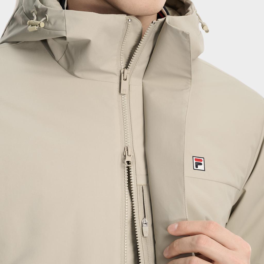 FILA Heritage Classic Simple Fashion Casual Comfortable Versatile Warm Hooded Cotton Jacket Men jackets Light-Industrial-Brown F11M618905FBG