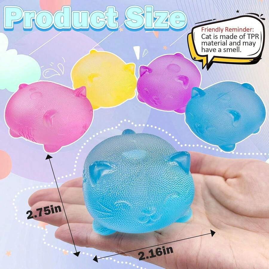 

1Pc Random Color Malt Sugar Cute Cat Squishy Ball, Sticky Stress Relief Toy, Slow Rebound Taba Squishy Fidget Toy разноцветный