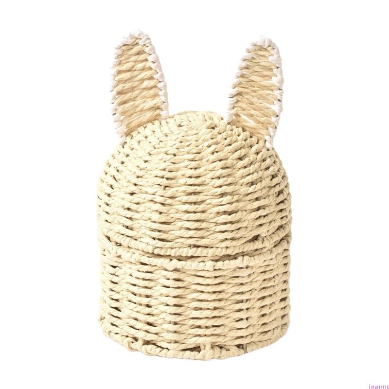 

Multipurpose Organizers Basket Featuring Rabbits Ears for Festival Decoration and Daily Item Storage Natural Materials