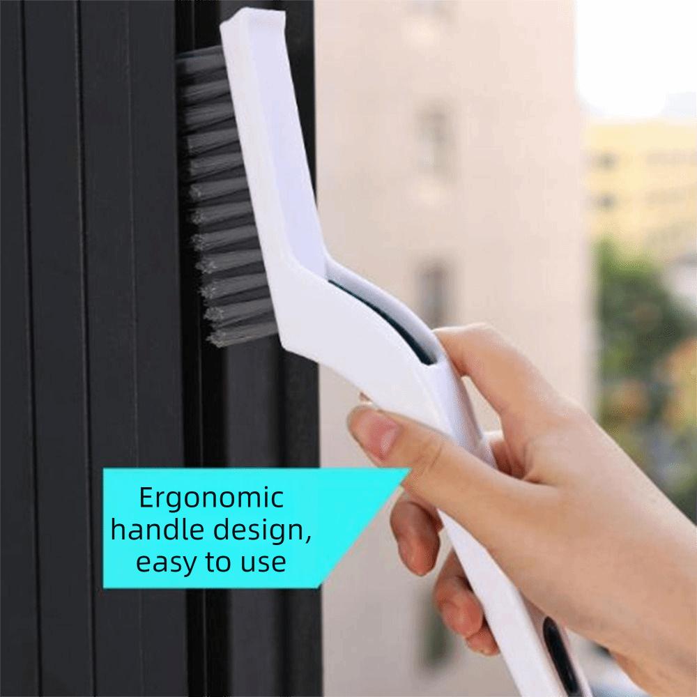 2Pcs 2-in-1 Crevice Cleaning Brush Plastic Hard Bristle Gap Cleaning Brush with Hair Clip Floor Seam Brush Bathroom