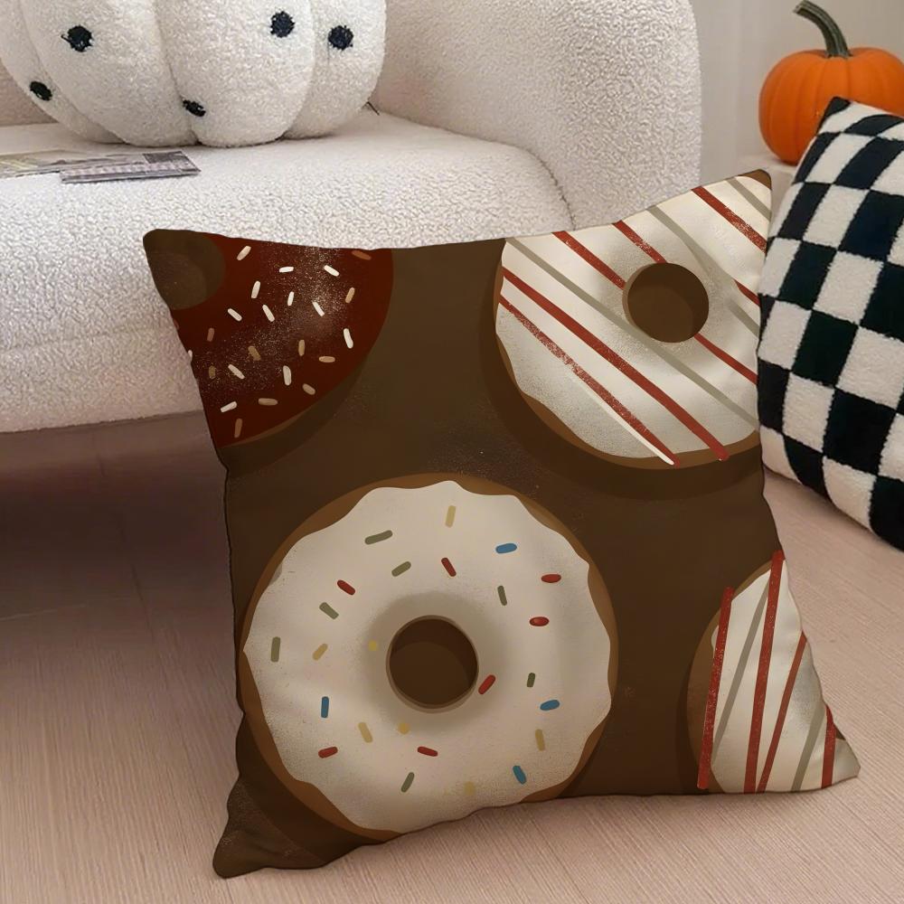 Donut Cushion Cover Linen Pillow Case Soft Breathable Protective Couch Room Decoration