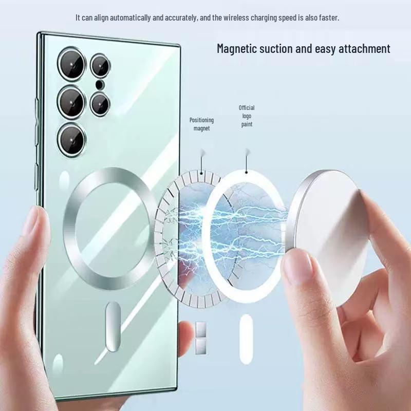 Samsung S23 Ultra/S24 Plus/S25 Transparent Magnetic Anti-Drop Soft Case