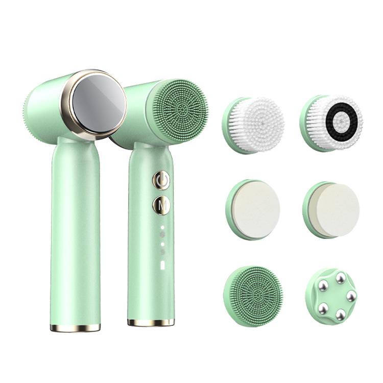 Warm Cold COMPRESS Electric 6 BRUSH HEAD Face Wash Cleaner DEEP Facial Cleansing Brush Waterproof Clean Exfoliating Spin Brush