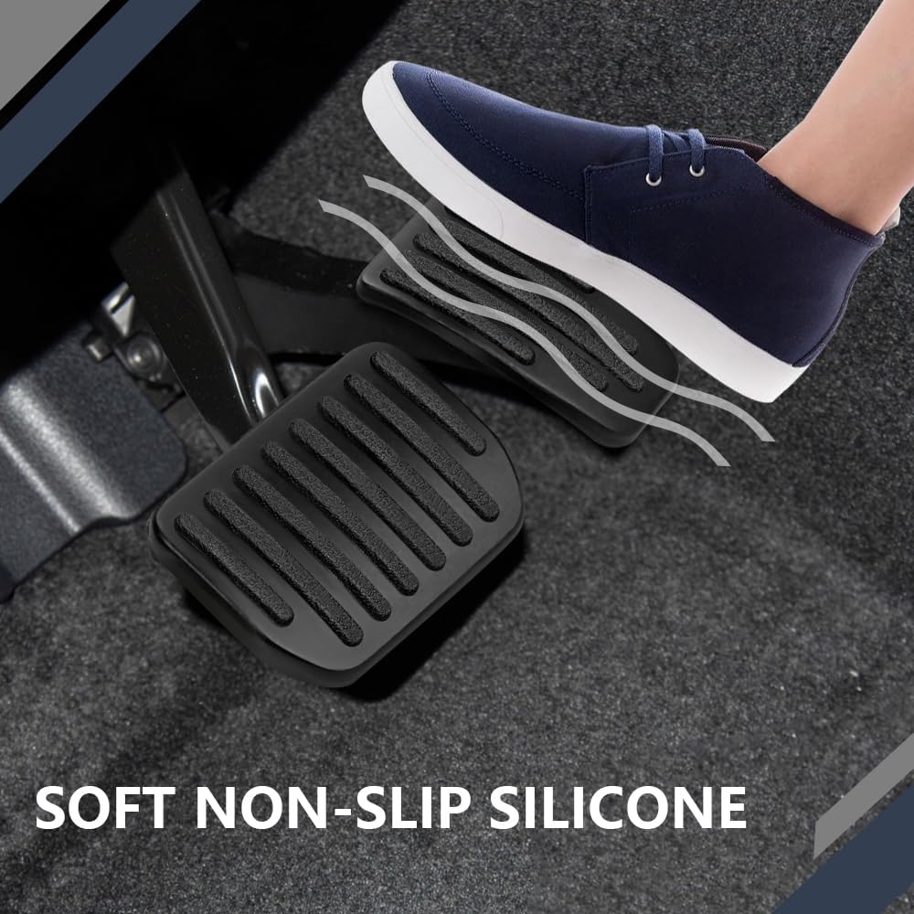 ASUBHA Foot Pedal Pads Set, Car Pedal Covers, Auto Aluminum Pedal Covers, Non-Slip Performance Aluminum Car Accessories Brake & Accelerator Pedal