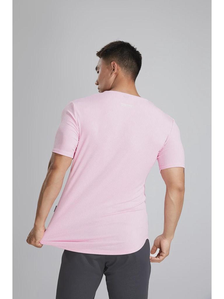Men's Autumn Fitness Half Tight Short-Sleeve Striped Sports T-Shirt for Basketball & Running