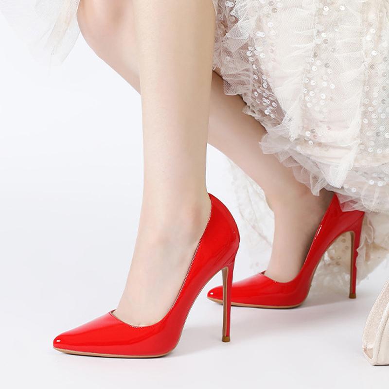 Fashion Liyke Wine Red Patent Leather Classic High Heels For Ladies Wedding Prom Shoes Sexy Pointed Toe Office Women Pumps Size 35-46