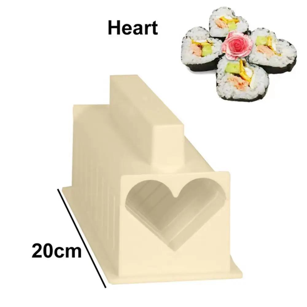 Sushi Making Kit Plastic Kimbap Sushi Rolls Mold Round Square Heart-shaped DIY Kitchen Sushi Making Tools Home Cake Roll Mold
