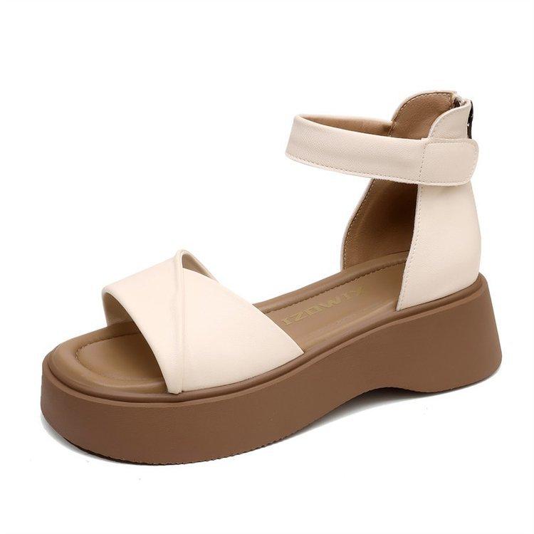 thick-soled Roman sandals summer 2025 new heightening fashion fairy style skirt soft-soled beach shoes women's sandals