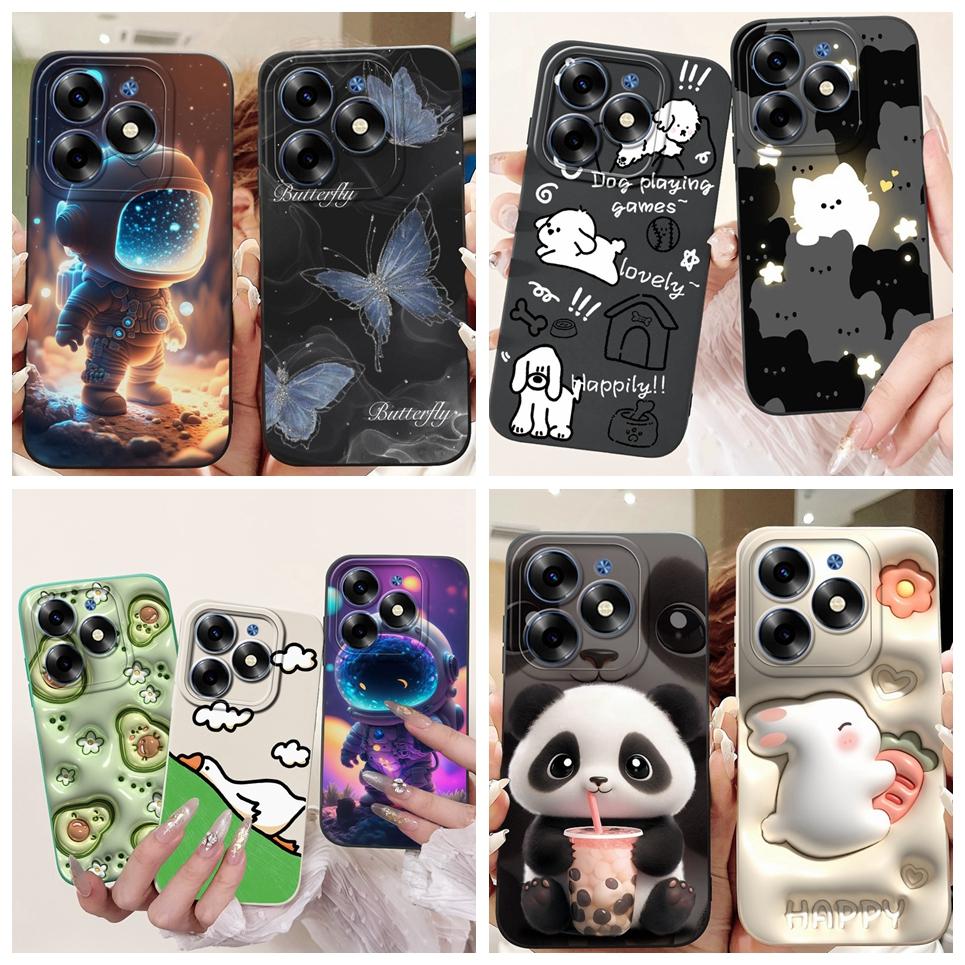 Luxus Modische Rückabdeckung Für Tecno Spark GO 2024 BG6 Hülle Weiches Silikon SparkGO 2024 Handyhülle Hase Katze Blume Panda Funda