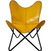 Vintage Leather Butterfly Chair Cowhide Chair Living Rooms Accent Chair Yellow
