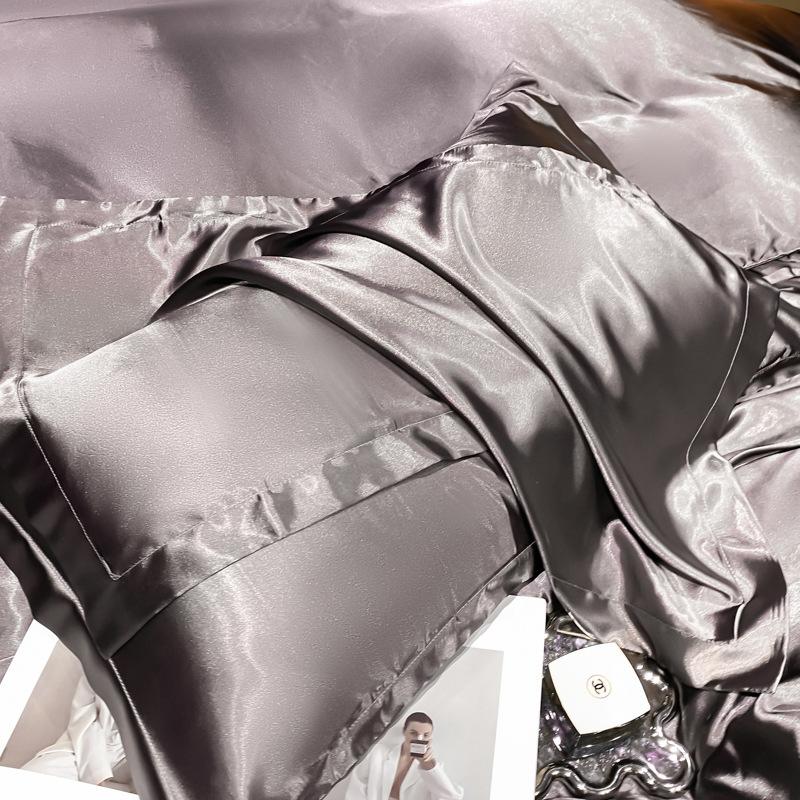Solid Color Double-sided Silk Pillowcase Mulberry Silk Ice Silk Beauty Pillowcase Single Silk Wide-edge Pillowcase
