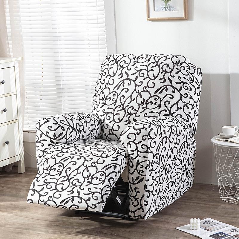 4Pc/Set Milk Silk Stretch Recliner Sofa Covers Printed Elastic Armchair Chair Slipcovers For Living Room Furniture Protector