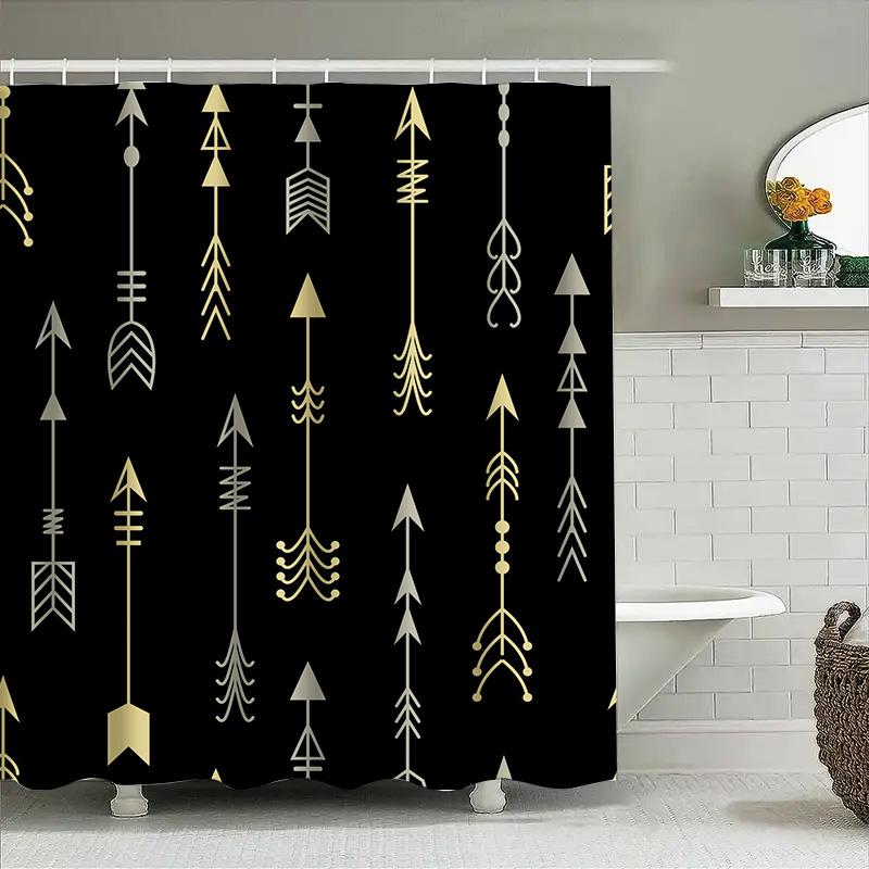 Black Shower Curtain With Arrowhead Design Modern Bathroom Decor For Home Decoration Supplies