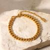 18k Gold Color Stainless Steel Chunky Chain Waterproof  Thick Bracelets Punk Fashion Trendy Jewelry For Men Women