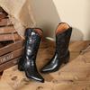 2024 Hot Sale Women's Vintage Embroidery Cowboy Western Boots Retro Concert Cowboy Over-the-Knee Women's High Boots Botas Mujer
