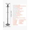 SucceBuy Freestanding Coat Rack Metal Coat Rack Stand with Umbrella Holder Stable Marble Base&14Hooks Hall Coat Tree for Bedroom
