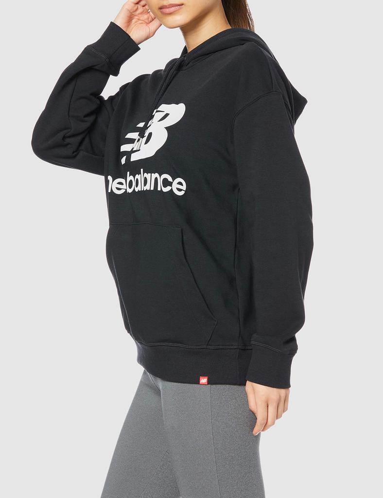 Essentials Stacked Logo Oversized Hoodie WT03547 Sweatshirt Hoodie Black L [New Balance] Women's (BK)