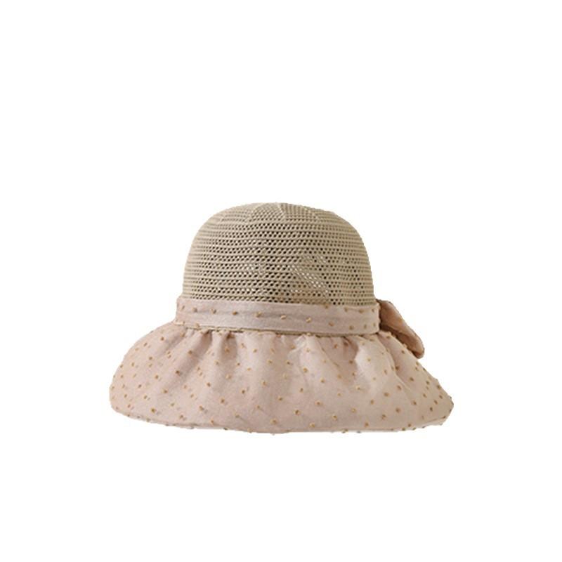 Summer Hat Female Grass Top Hollow Breathable Bucket Hat Bow Sun Hat Sun Hat