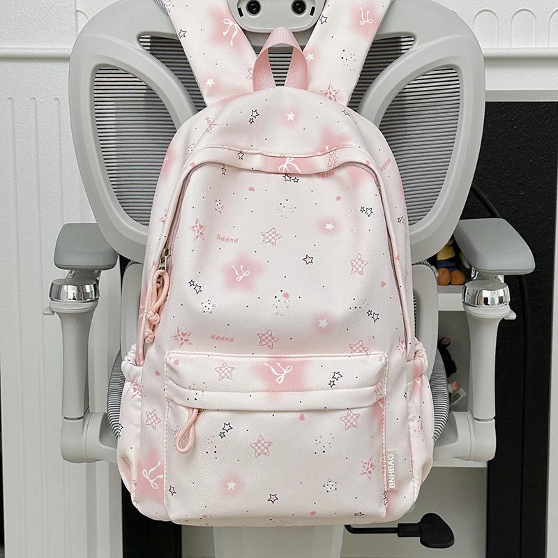 Schoolbag, Korean Style Instagram Cartoon Star Backpack for Women, Large Capacity, Lightweight Versatile Student School Bag, Casual Travel Backpack