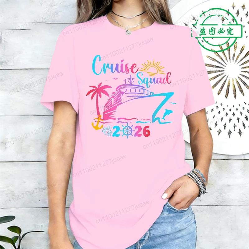 T-shirt Stampate Squadra Crociera 2026 Crociera di Compleanno in Famiglia T-shirt Harajuku da Donna Manica Corta Abbigliamento Femminile Top Tee Street