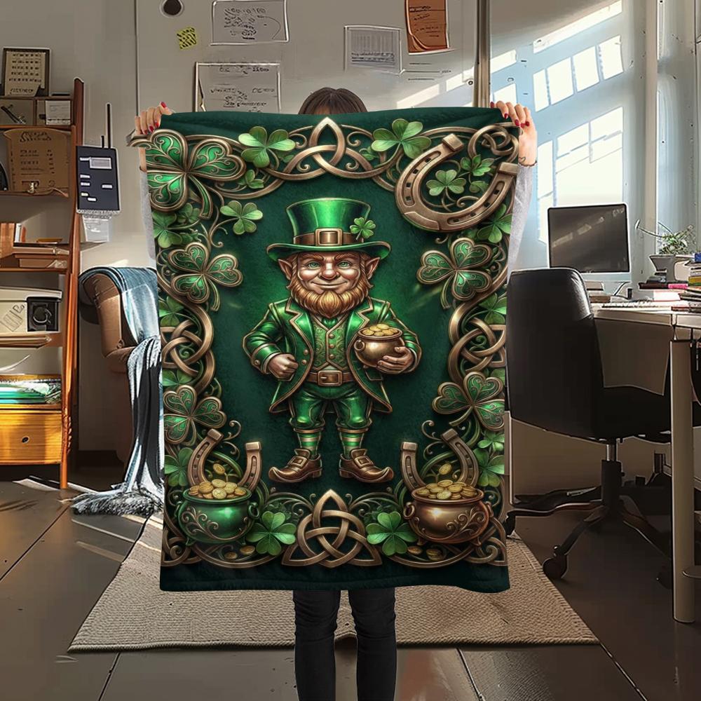1 Stück St. Patrick's Day Motiv Flanelldecke, Hohe Qualität, Bequem für alle Jahreszeiten, Heimdekoration, Wärme und Komfort, Perfekt für Weihnachtsgeschenke W71
