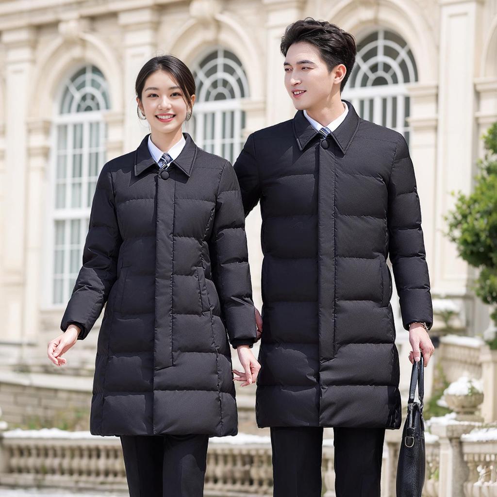 2025 Autumn/Winter Unisex Mid-Length Thickened Down Cotton Coat for Formal Wear