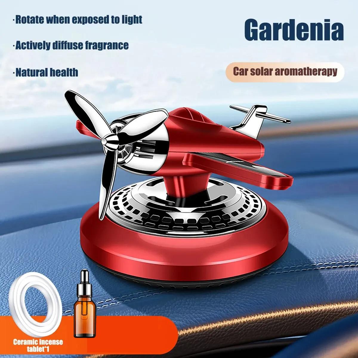 

Солнечный автомобильный освежитель воздуха с автоматическим вращением, ароматерапевтический диффузор, пропеллер, стиль самолета, украшение интерьера автомобиля, духи красный