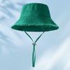 Raw edge cotton bucket hat embroidered female color visor, shopping sun protection hat