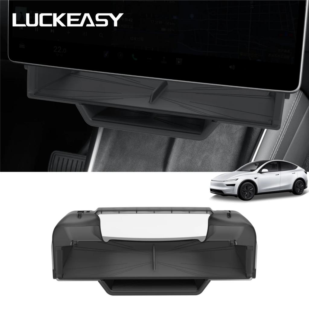 LUCKEASY for Tesla Model YL/Y Juniper/Model 3 Highland 2025 Car Hidden Storage Organizer Under Central Control Screen Tray