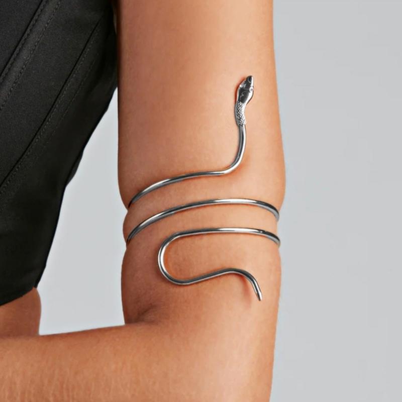 Upper Arm Bracelet Metal Coil Swirl Spiral Shape Armband Cuff Fashion Simple Arm Bangle Armlet Adjustable for Women Girl