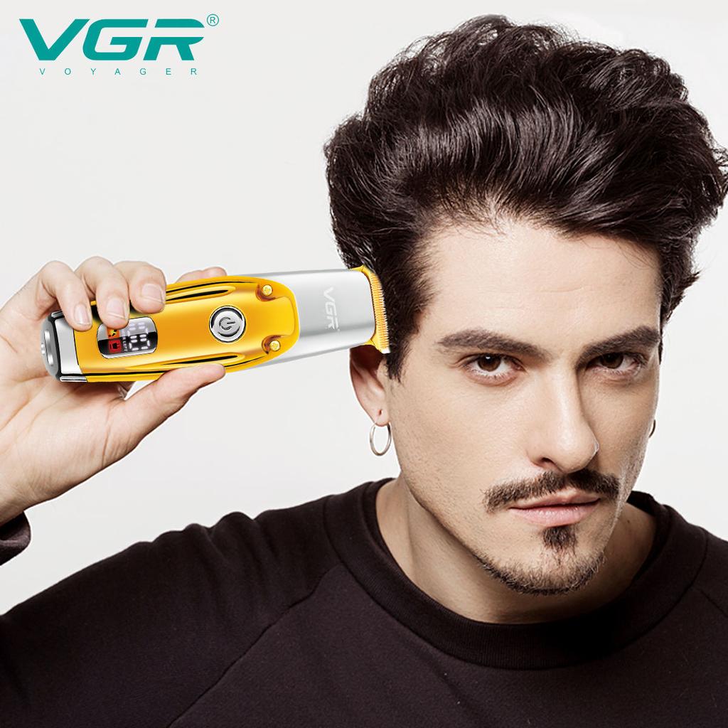 VGR 277 Electric Hair Clipper Rechargeable Portable Home Appliance Care Barber Trimmer for Men LCD USB Salon Blade Waterproof and Long-lasting