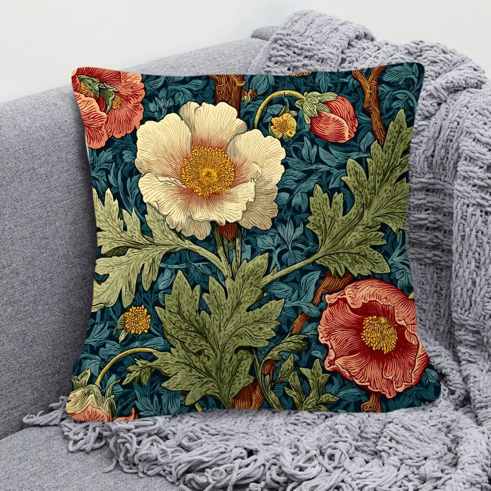 1 William Morris Floral Throw Pillow - Victorian Vintage Style Cushion Cover