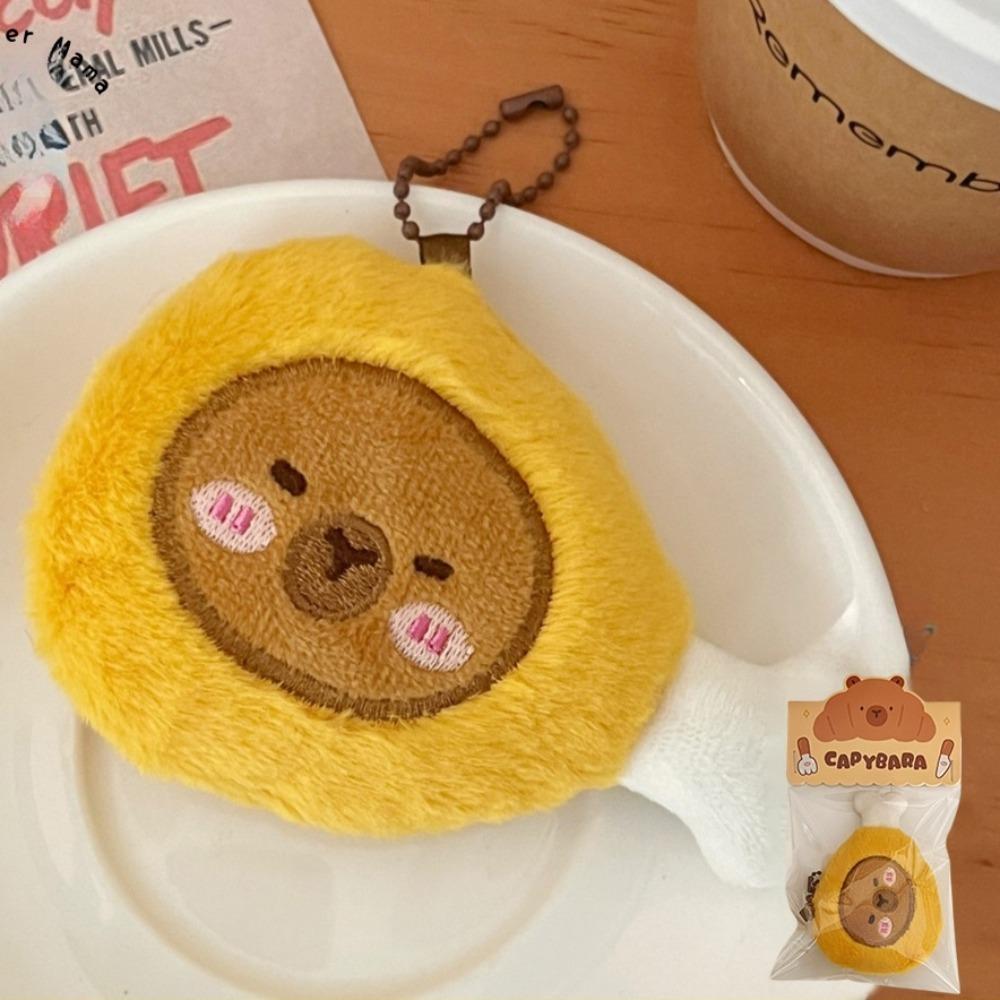 Trendy Capybara Bread Plush Keychain Foodie Theme Creative Backpack Pendants Bag Decor Soft Stuffed Doll Key Chain Party Favors