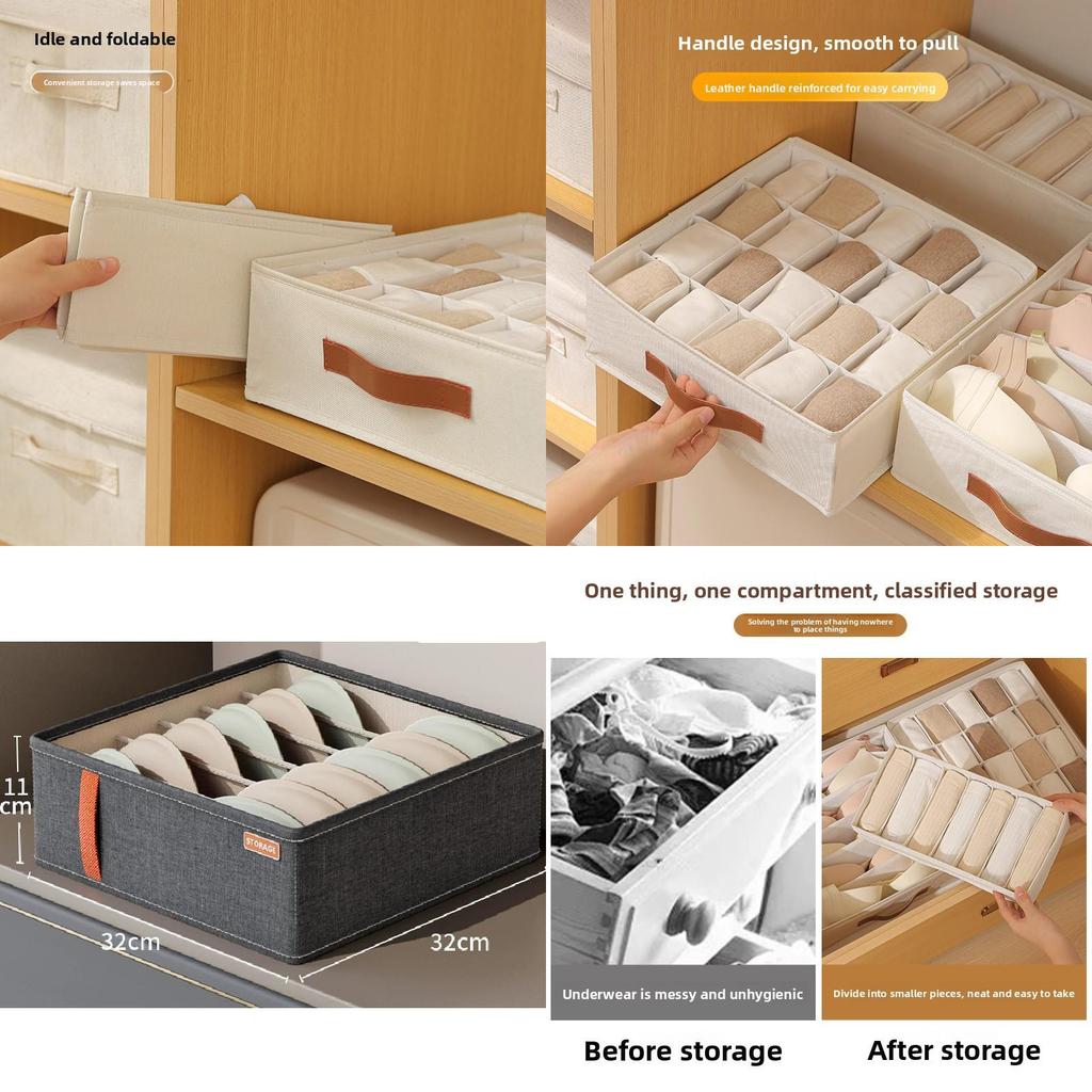 Fabric Foldable Storage Box With Dividers For Wardrobe Organization And Clothing Storage