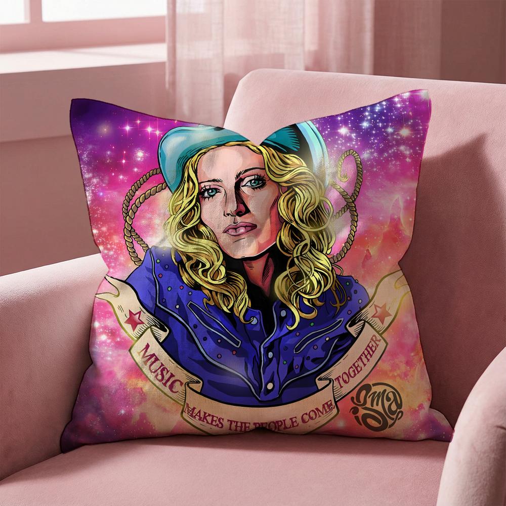 M-Madonna Singer Cushion Cover Multi-Scene Pillow Cover For Home & Car - Reversible, Soft & Durable For Daily Use