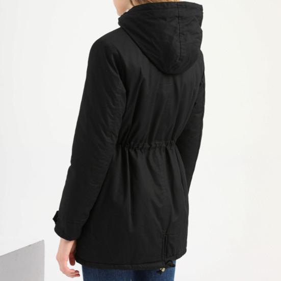 Women Coat Hooded Zipper Cotton Blend Prevent Coldness Women Jacket for Outdoor