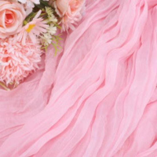 Pink Ruffled Voile Table Runner for Weddings & Parties, Sweet Kindergarten & Salon Decor