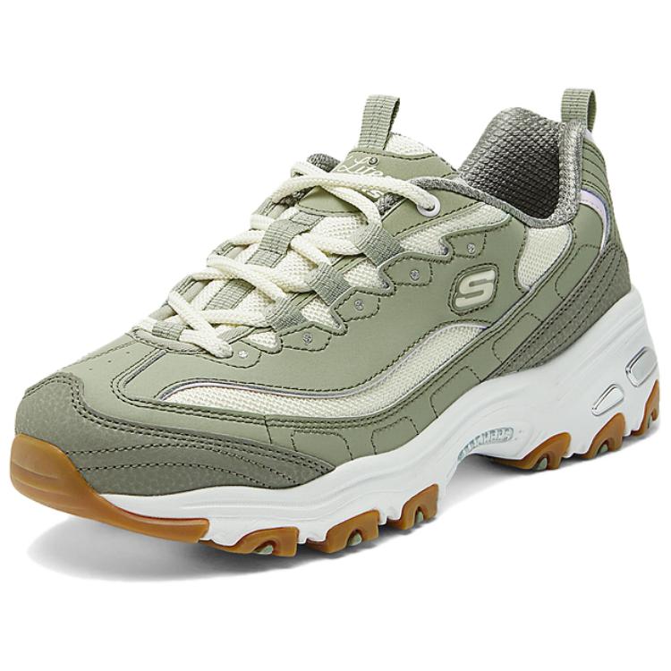 Skechers DLites 1.0 Retro Classic Lightweight Comfortable Versatile Durable Breathable Low Top Running Shoes Women Sneaker Green White 150241-GRMT