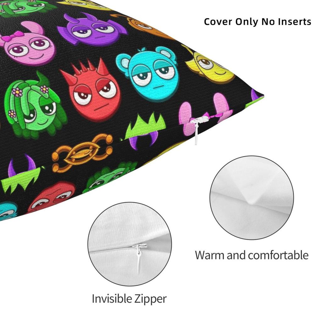 Pillow Cover Sprunki Cute Characters Seamless Pattern Cushion Cover Fashion Pillow Case For Sofa Home Decoration Pillowcases