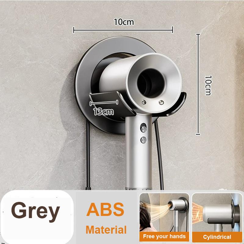 

Hands-Free Blow Dryer Wall Mount - Detachable No Drill Bathroom Organizer, ABS Hairdryer Holder with Wind Speed Design