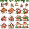 Rustic Gingerbread House Ornaments 24/36Pcs Christmas Ornaments Wooden Xmas Tree Decor with Rope Home Hanging for Holiday Party New Year Decorations