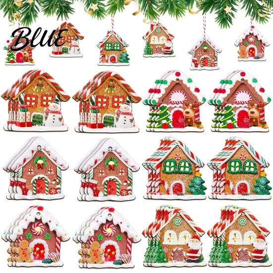 Rustic Gingerbread House Ornaments 24/36Pcs Christmas Ornaments Wooden Xmas Tree Decor with Rope Home Hanging for Holiday Party New Year Decorations