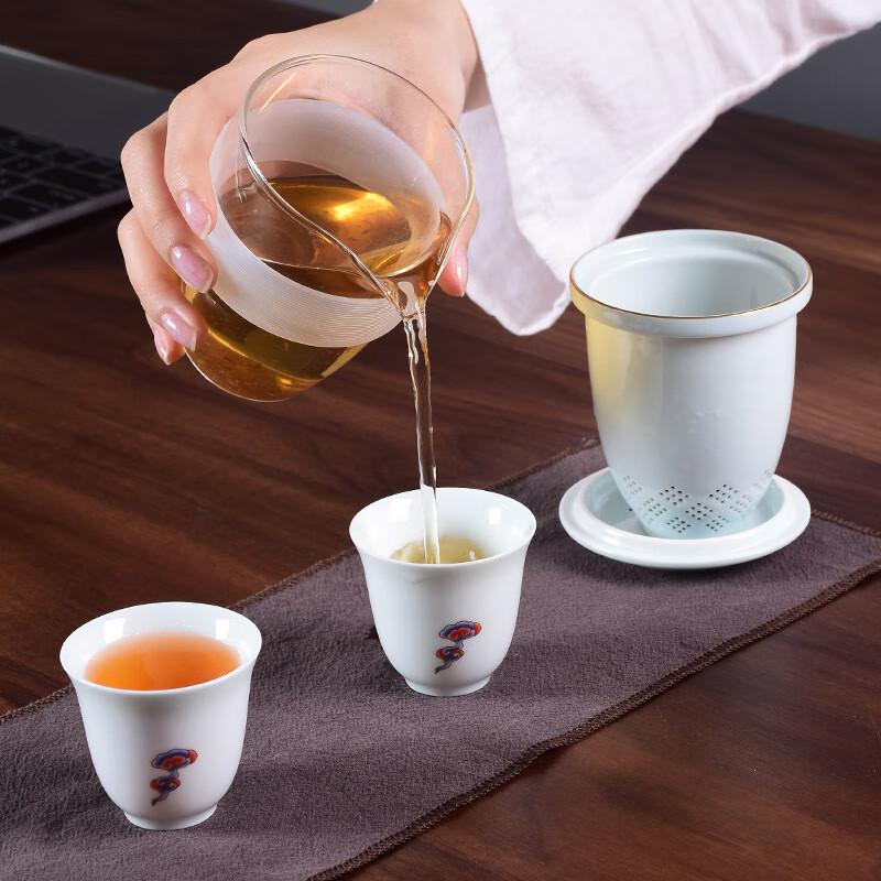 Portable Mutton Fat Jade White Porcelain Travel Tea Set