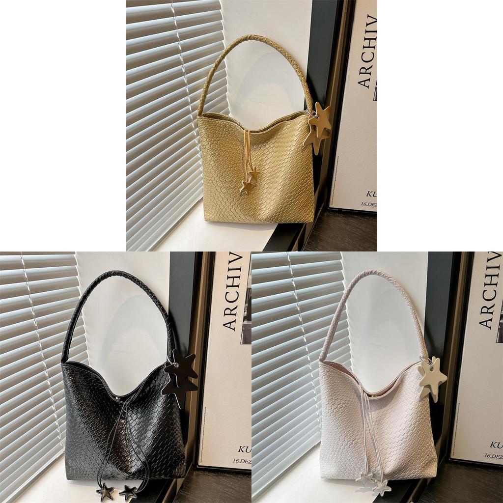 Street Style Woven Tote Bag For Women With Large Capacity And Magnetic Closure