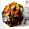 Stained Glass Window Decal - Haunted House & Pumpkins Decoration for Home, Office Umbrella Day Hallowee