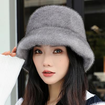 Elegant Faux Fur Bucket Hat for Women - Cozy & Warm Winter Fisherman Cap with Adjustable Metal Clasp, Perfect for Christmas Outings