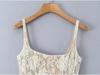 Elegant 2026 Sweet Lace Knit Camisole Dress with Retro Square Neck & Backless Design