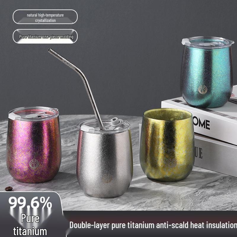 Pure Titanium Double-Layer Coffee Cup: Stylish, Portable, and High-Quality for Home or Outdoor Use.